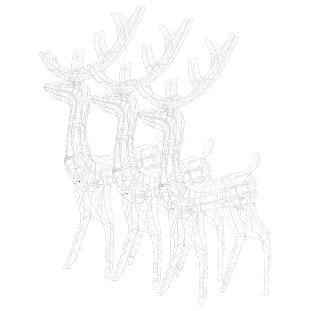 Renas decorativas de natal 3 pcs 128 cm acrílico branco frio
