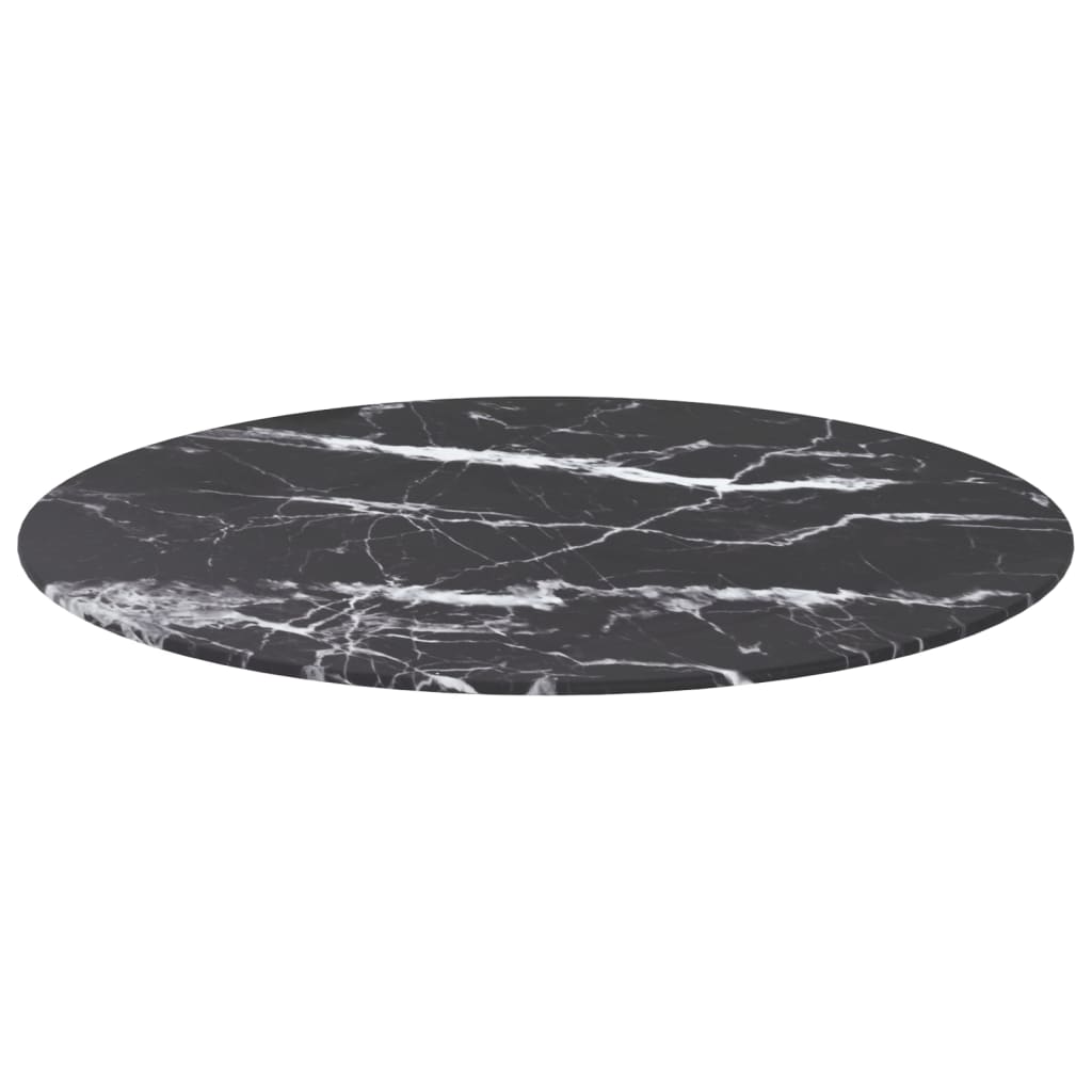 Tampo mesa ø70x0,8 cm vidro temperado design mármore preto