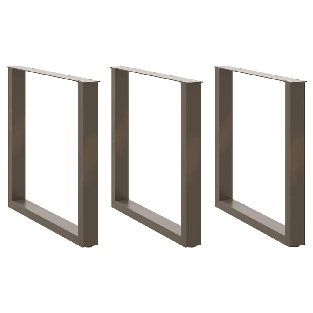 Pés para mesa de jantar em formato de u, 3 peças, aço natural, 80x(72-73) cm, aço