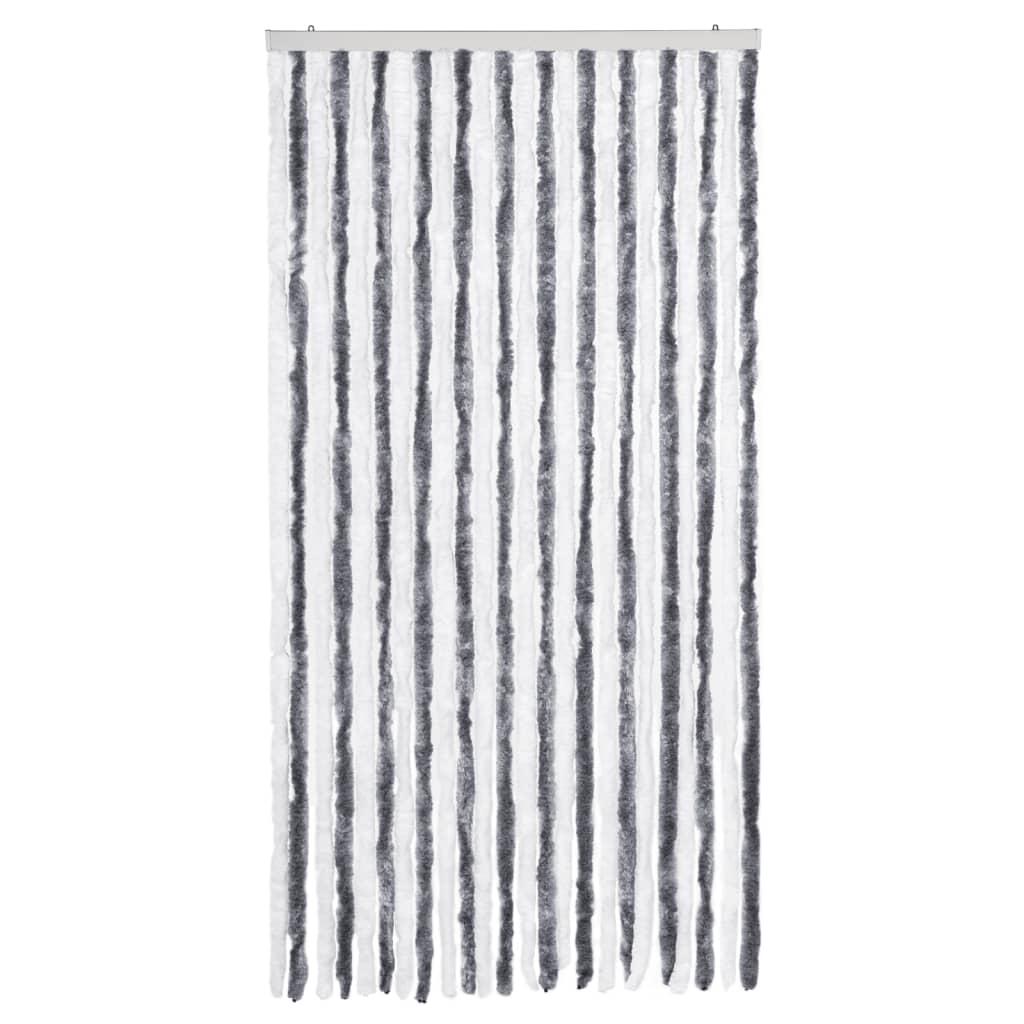 Cortina anti-insetos 100x220 cm chenille cinzento e branco