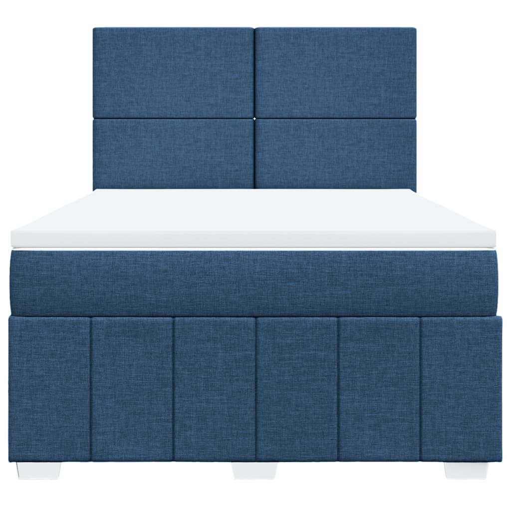 Cama com molas/colchão 160x200 cm tecido azul