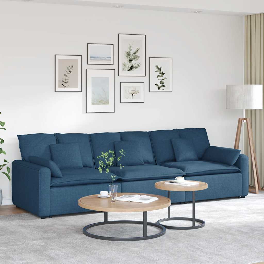 Sofá modular com almofadas azul