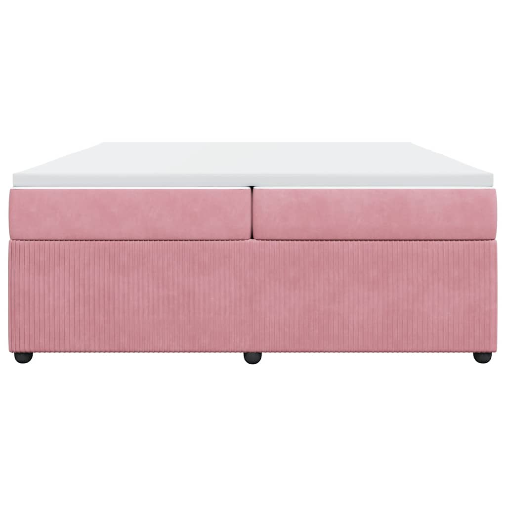 Cama com molas/colchão 200x200 cm veludo rosa