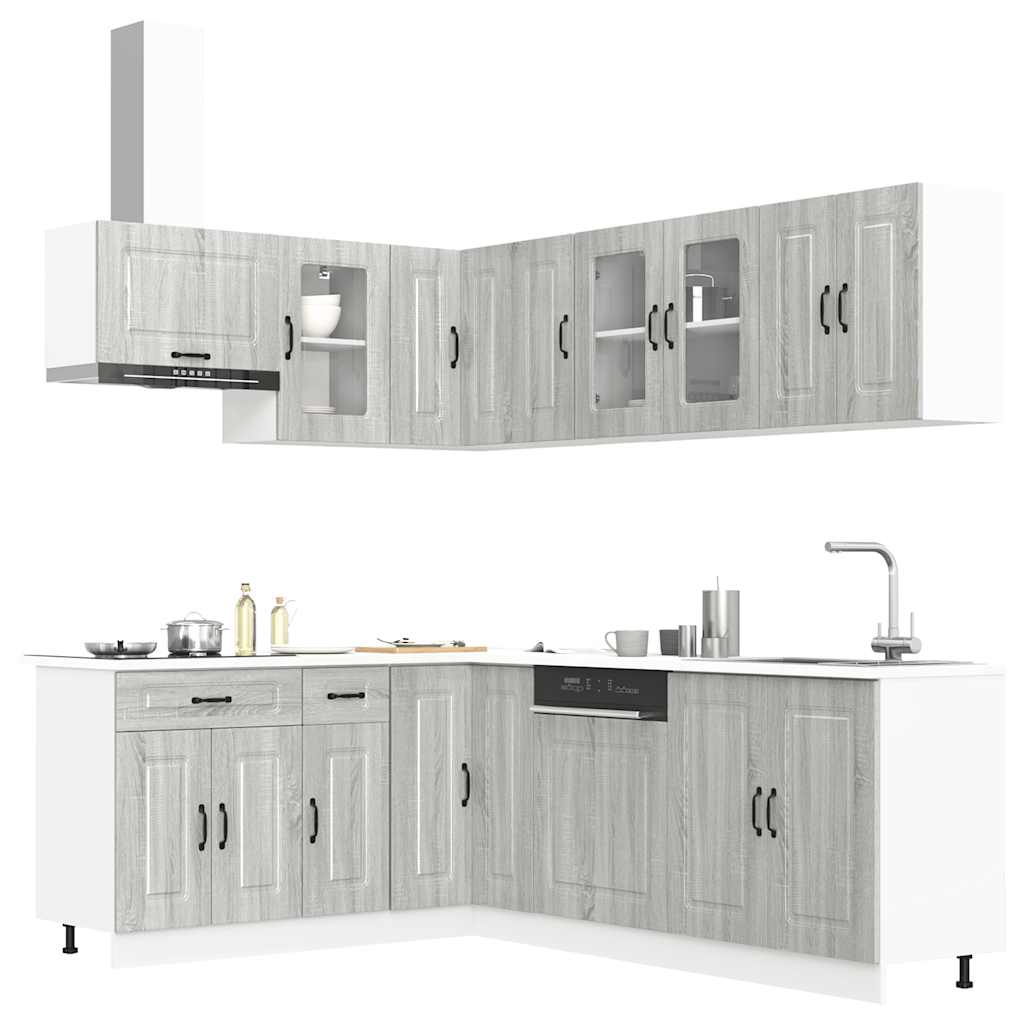 11 Peças armário de cozinha conjunto kalmar cinza sonoma