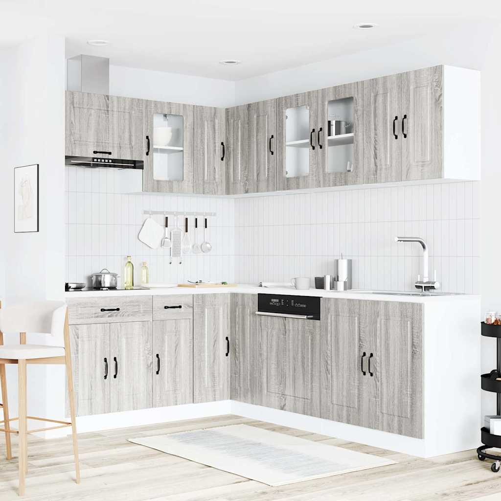 11 Peças armário de cozinha conjunto kalmar cinza sonoma