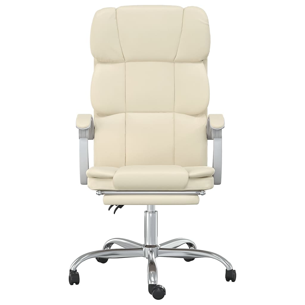 Cadeira de escritório reclinável couro artificial cor creme