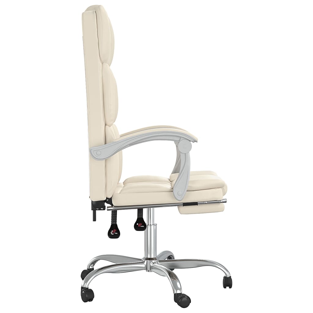 Cadeira de escritório reclinável couro artificial cor creme