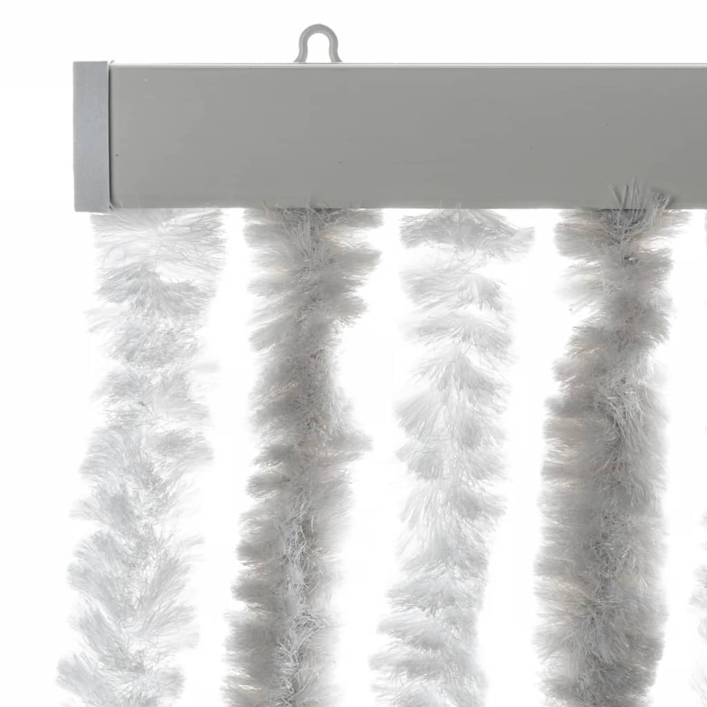 Cortina anti-insetos 100x230cm chenille cinzento-claro e branco