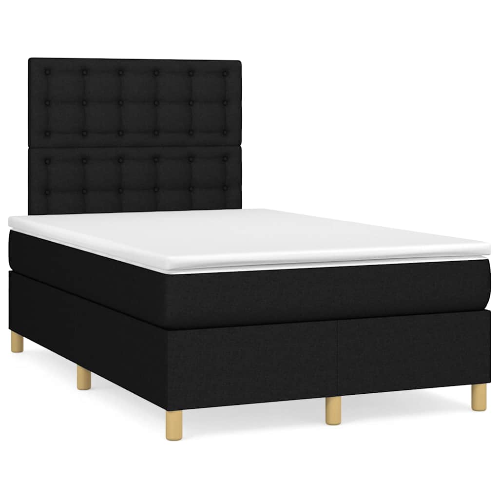 Cama boxspring com colchão 120x190 cm tecido preto