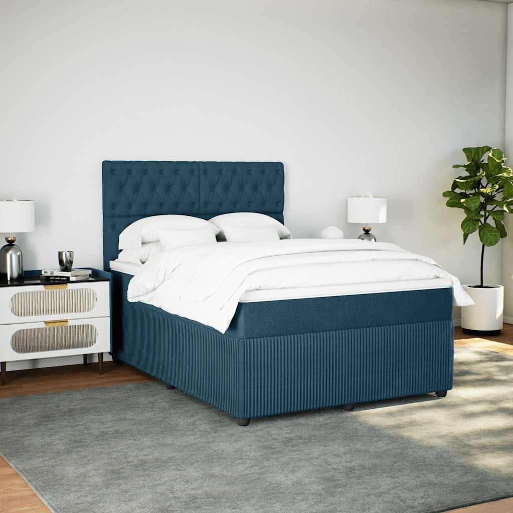 Cama com molas/colchão 140x200 cm veludo azul-escuro