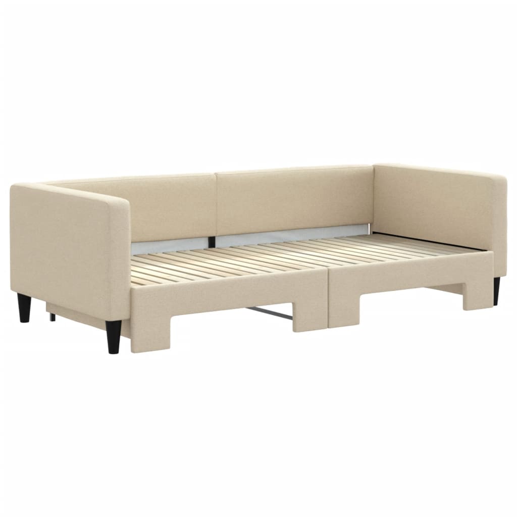 Sofá-cama com gavetão 90x200 cm tecido cor creme