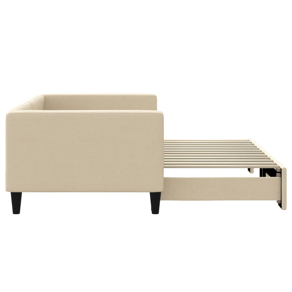 Sofá-cama com gavetão 90x200 cm tecido cor creme