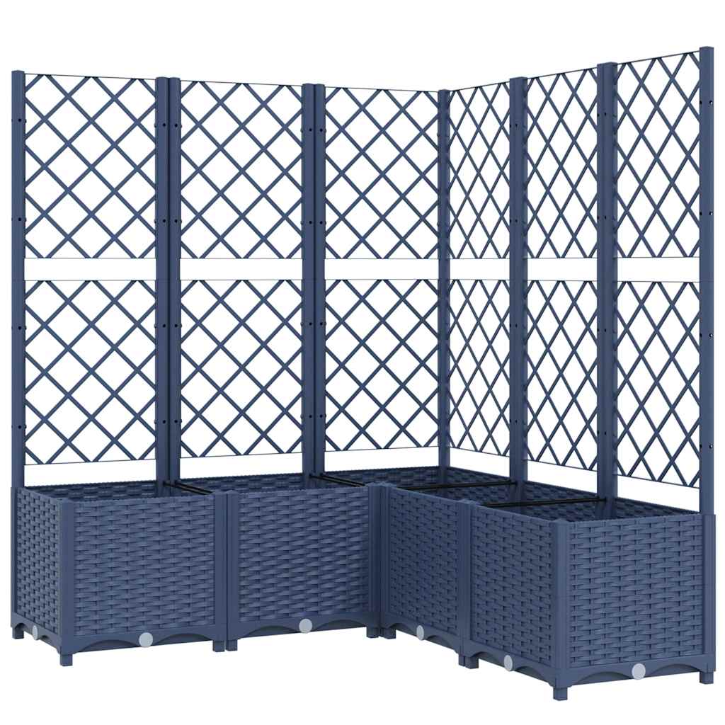 Vaso/floreira jardim c/ treliça 120x120x136 cm PP cinzento azul