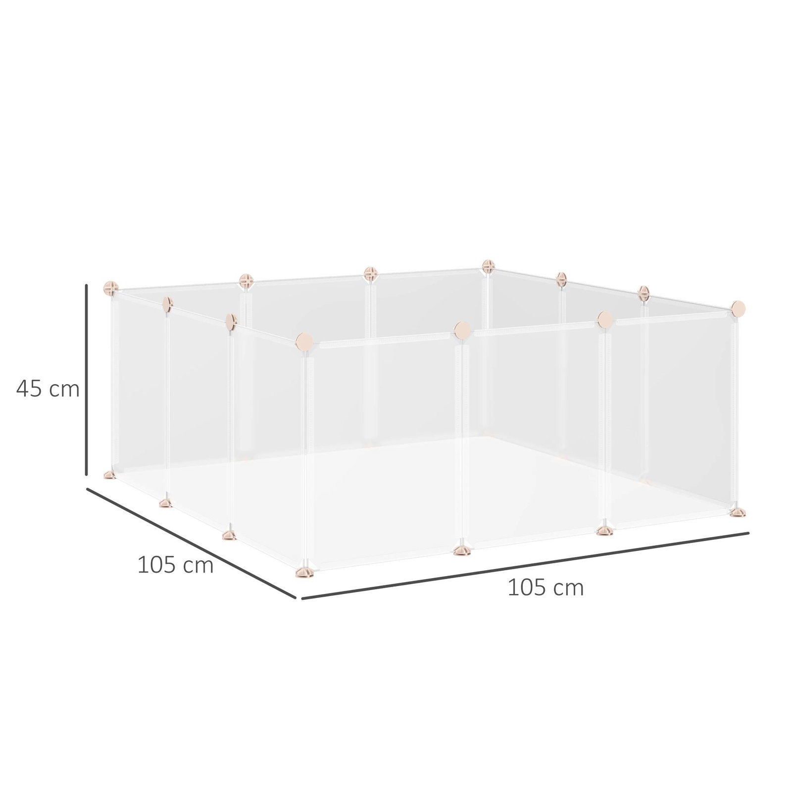 Recinto para Pequenos Animais Modular de Metal com 12 Painéis e 24 Conectores para Coelhos Porquinhos da Índia 105x105x45 cm Bra