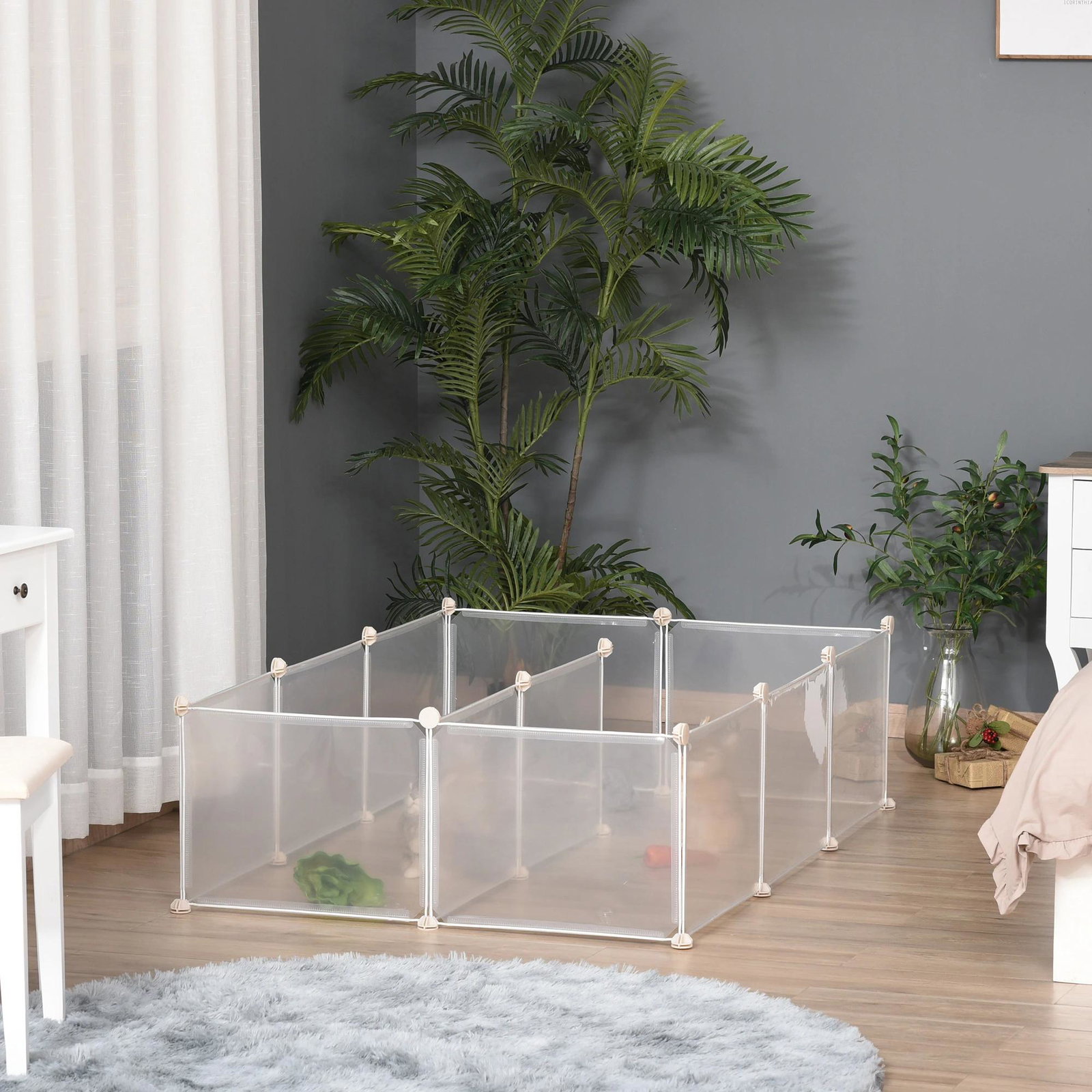 Recinto para Pequenos Animais Modular de Metal com 12 Painéis e 24 Conectores para Coelhos Porquinhos da Índia 105x105x45 cm Bra