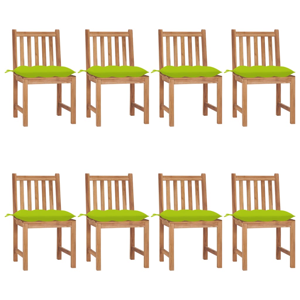 Cadeiras de jardim 8 pcs c/ almofadões madeira de teca maciça