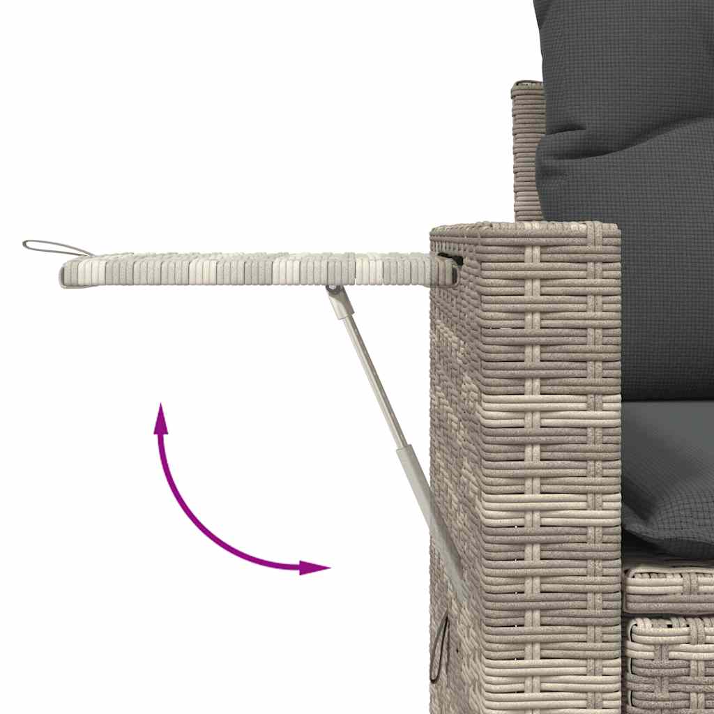 6 Pcs conj. sofás jardim com almofadões vime PE cinzento-claro