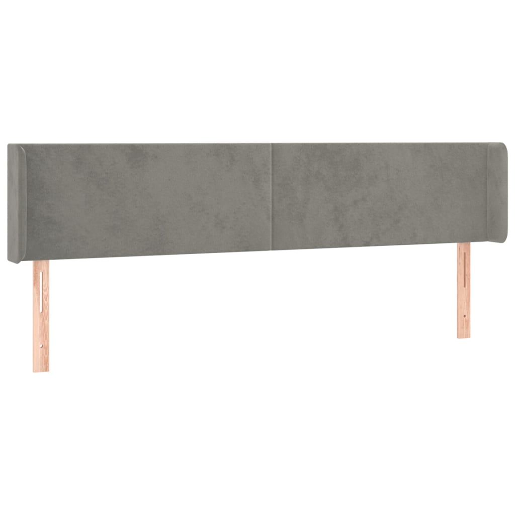 Cabeceira cama c/ luzes LED veludo 183x16x78/88 cm cinza-claro