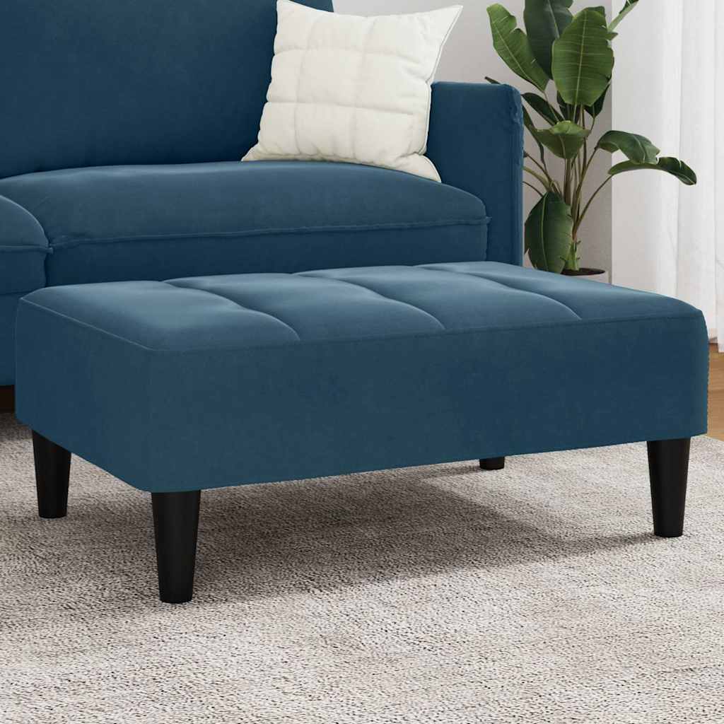 Apoio de pés 77x55x31 cm veludo azul