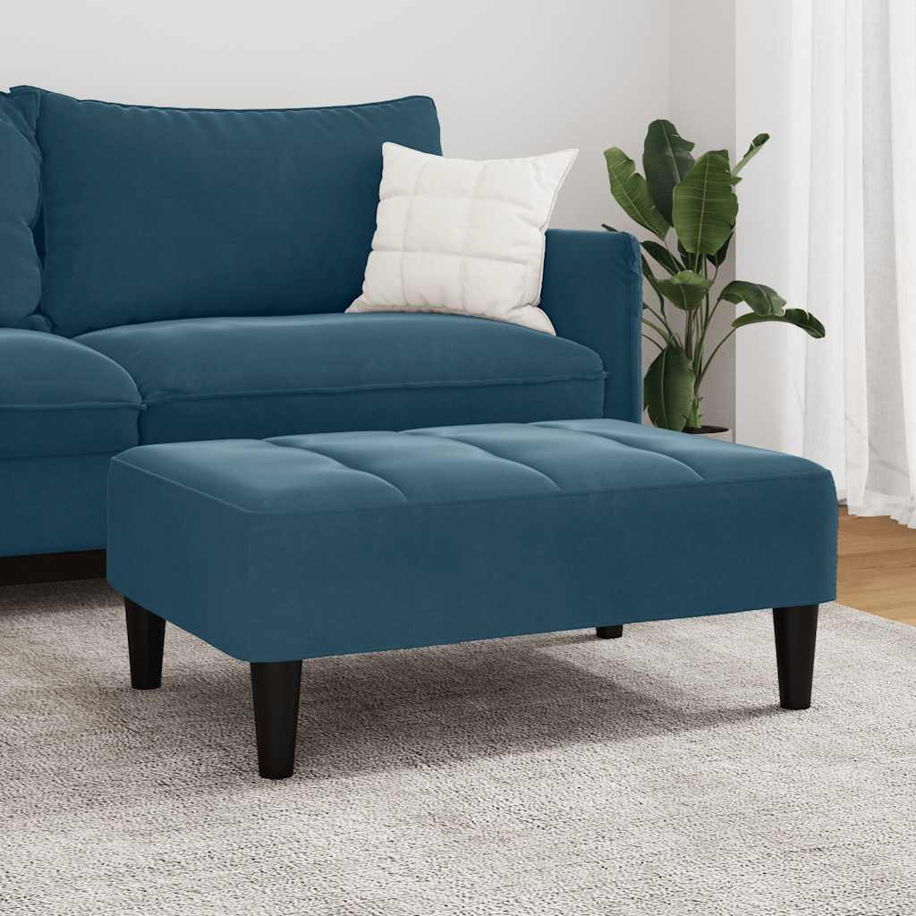 Apoio de pés 77x55x31 cm veludo azul