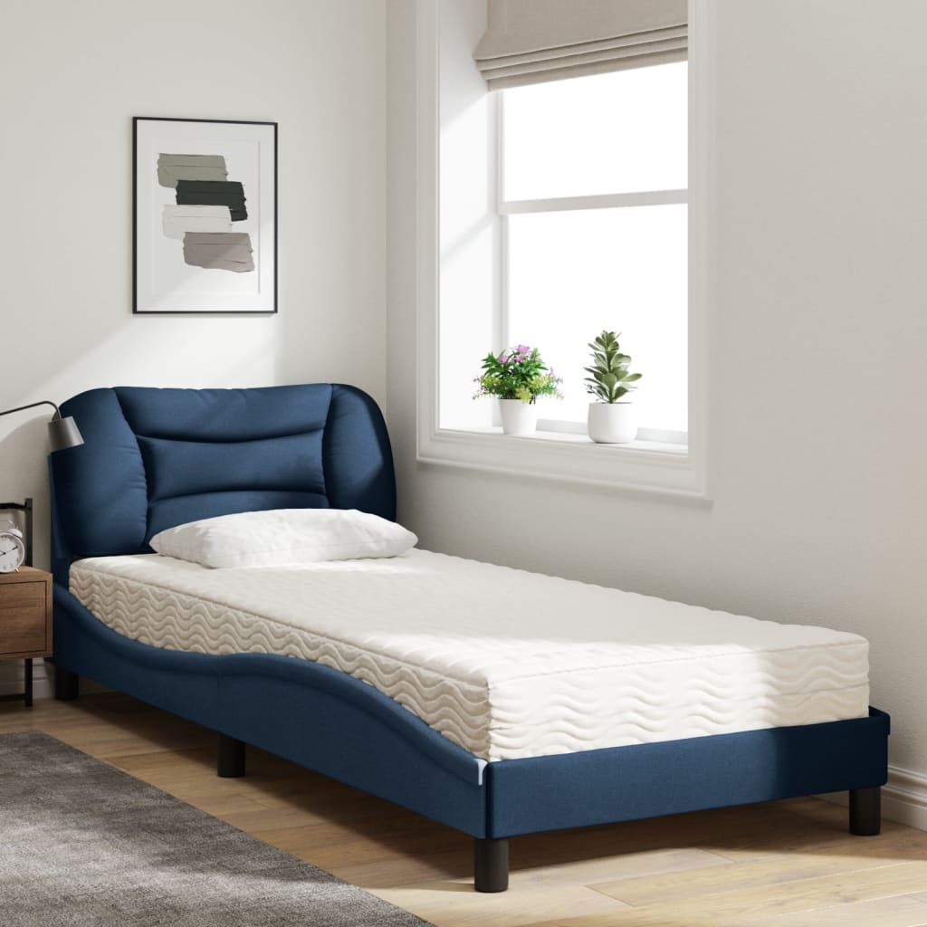 Cama com colchão hvar 90x200 cm tecido azul