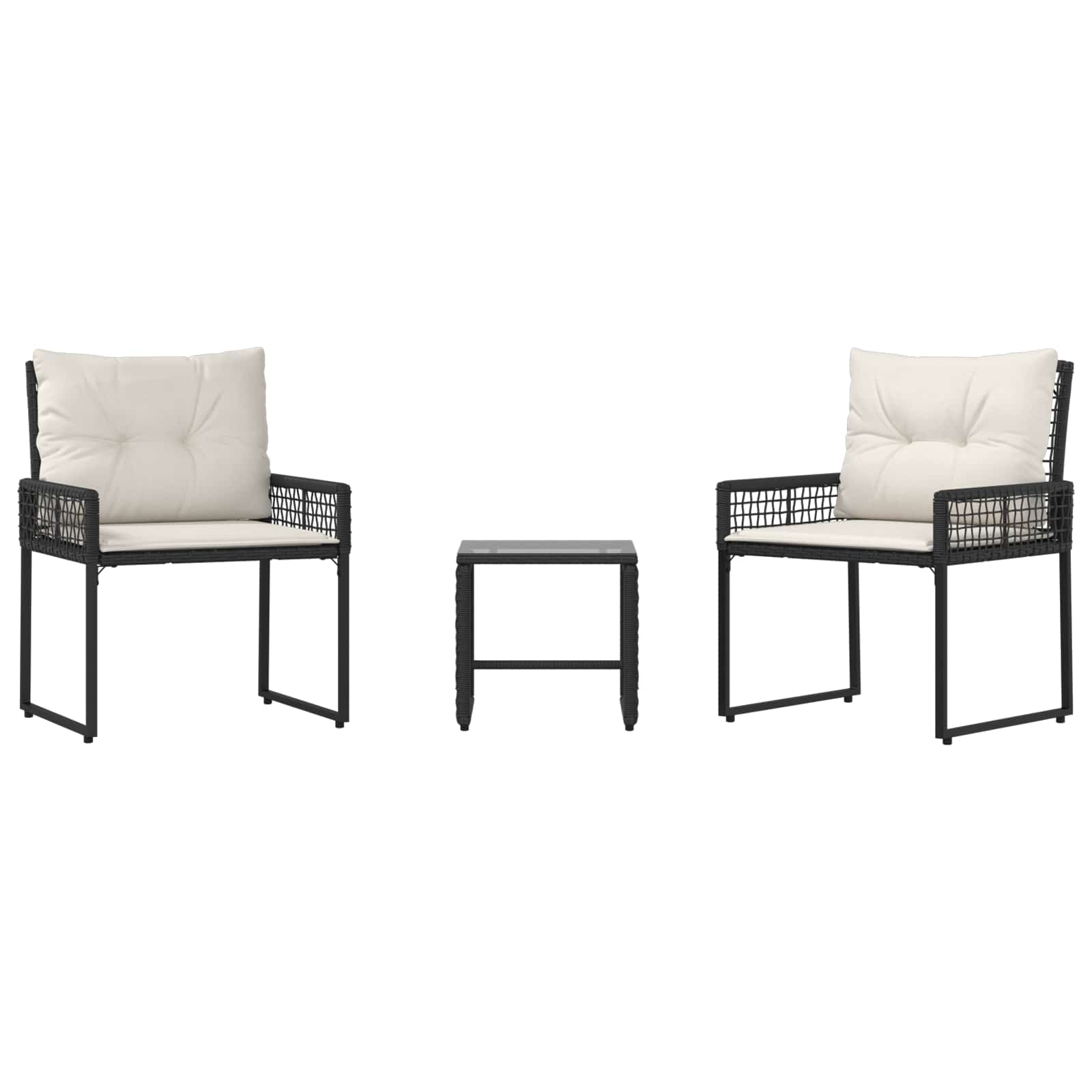 Conjunto de móveis para exterior 3 unid. preto e branco