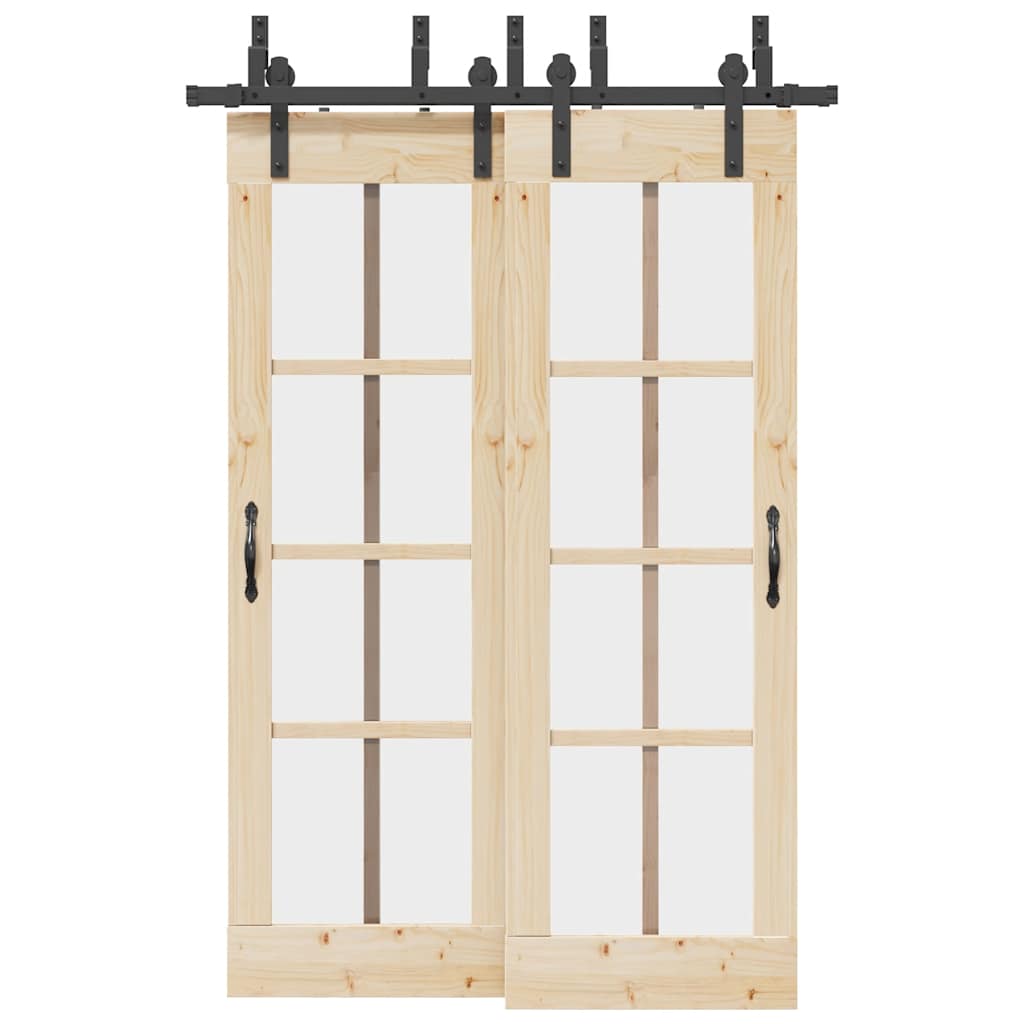 Kit de ferragens para porta deslizante 152,5 cm aço preto
