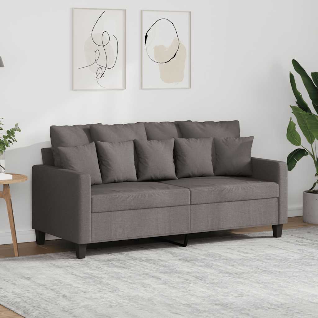 Sofá de 2 lugares tecido 140 cm cinzento-acastanhado