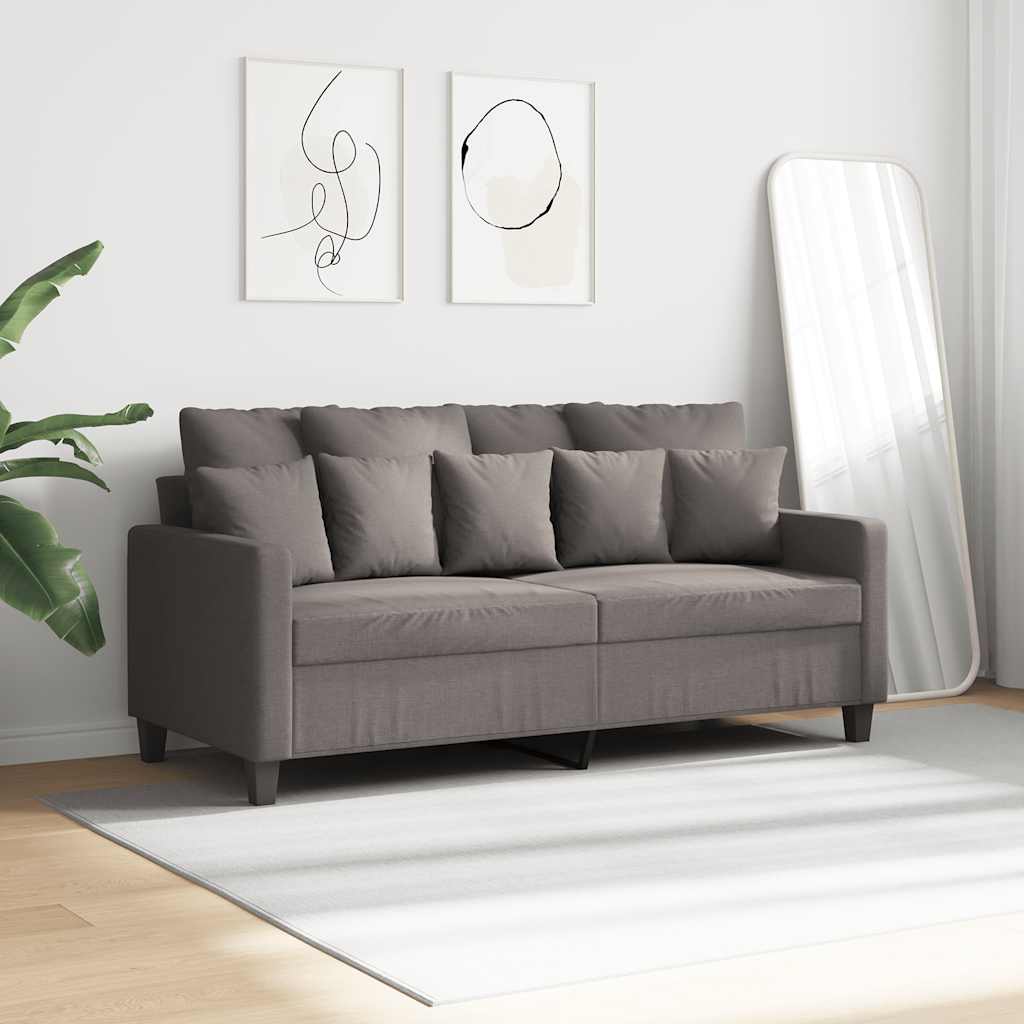Sofá de 2 lugares tecido 140 cm cinzento-acastanhado
