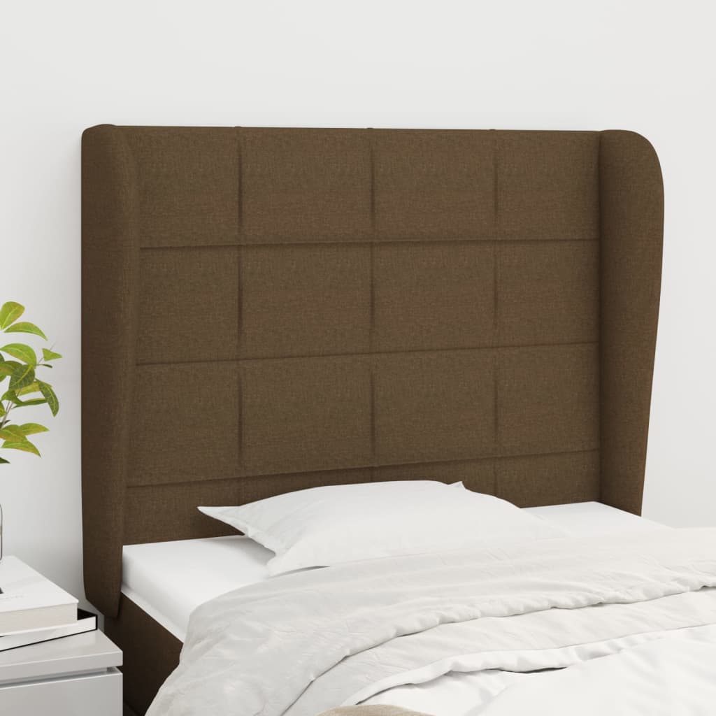 Cabeceira cama c/ abas tecido 103x23x118/128 cm castanho-escuro