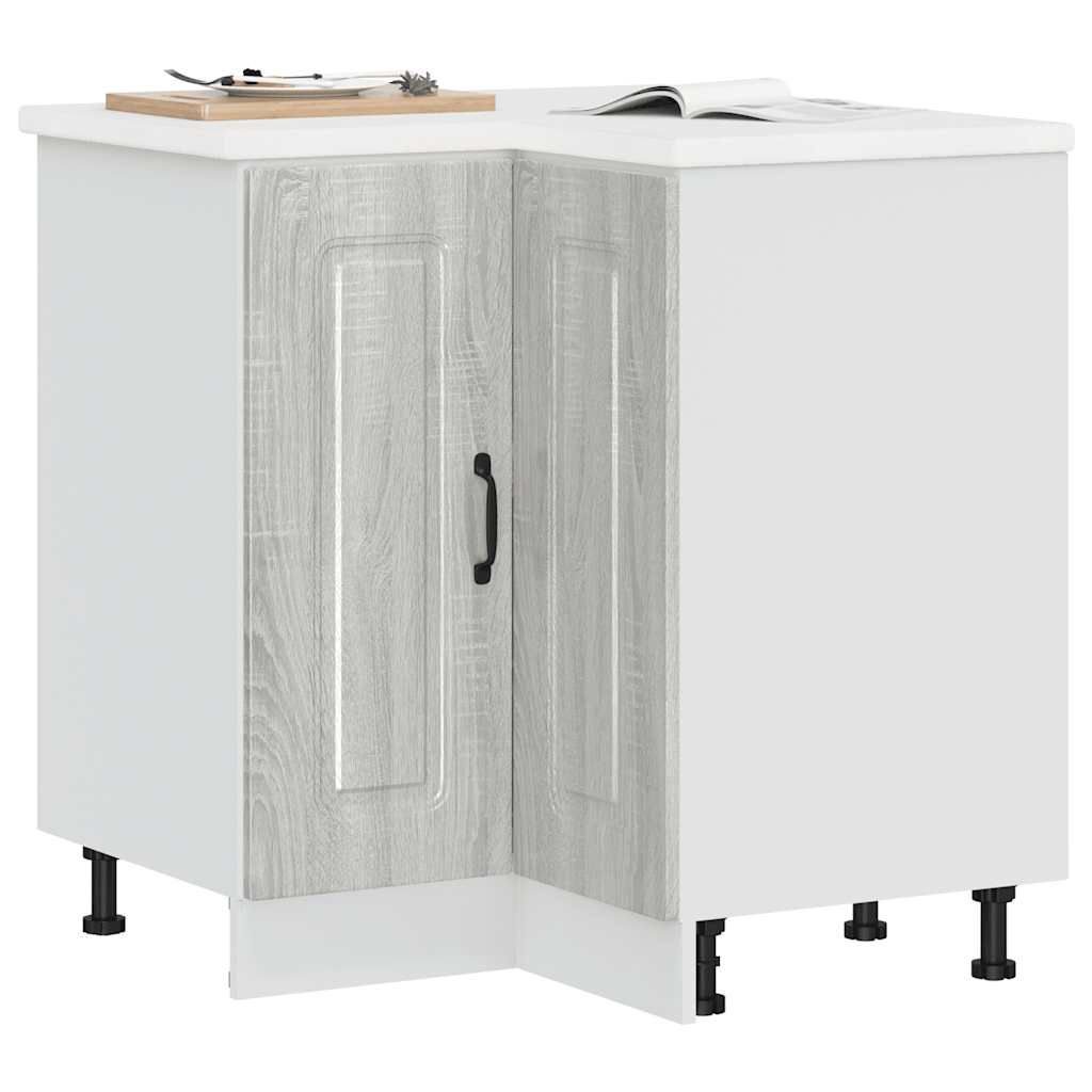 Armário baixo de canto de cozinha kalmar sonoma cinzento