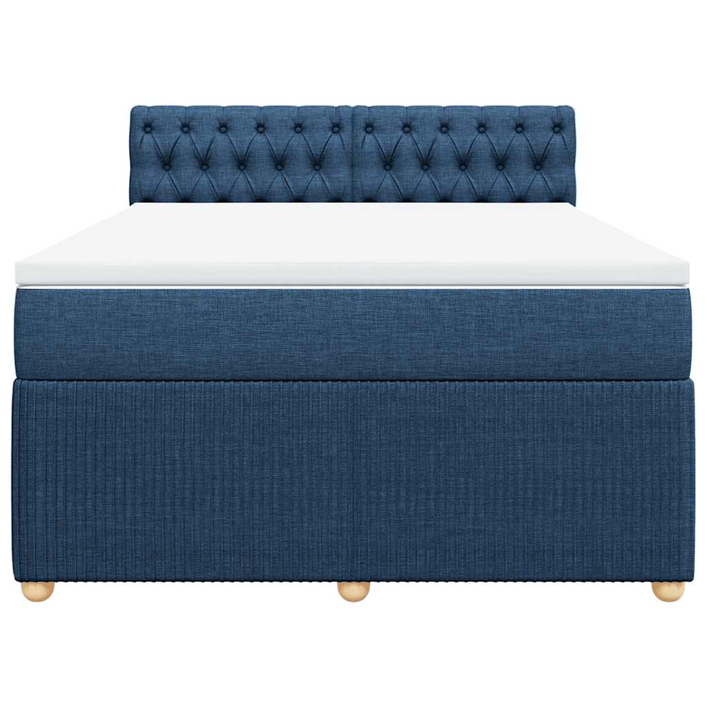 Cama com molas/colchão 140x200 cm tecido azul
