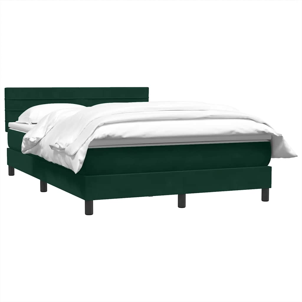 Cama com molas/colchão 160x220 cm veludo verde-escuro