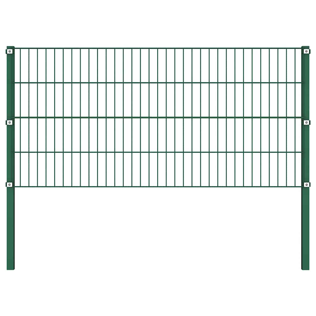 Painel de vedação com postes de ferro 1557,5x80 cm verde