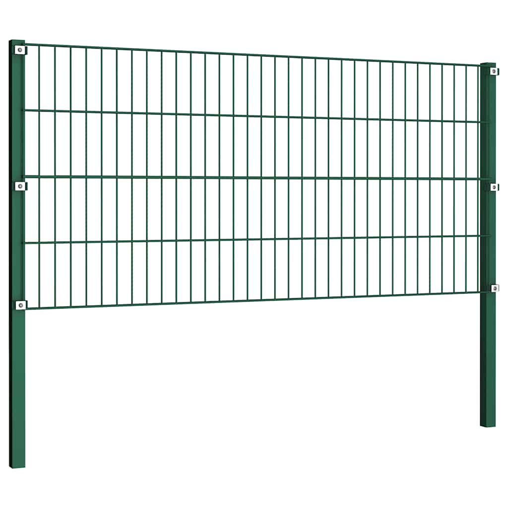 Painel de vedação com postes de ferro 1557,5x80 cm verde