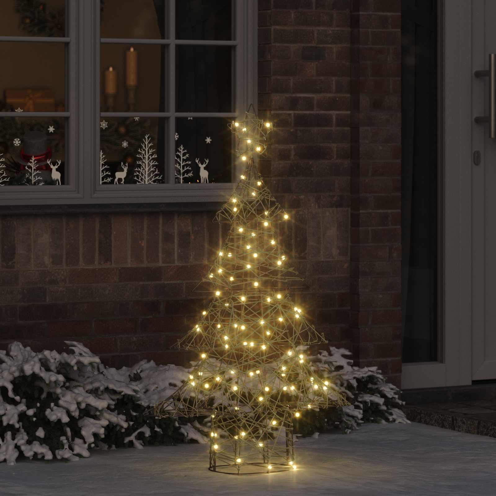 Árvore de natal com 120 leds branco quente 150 cm vime