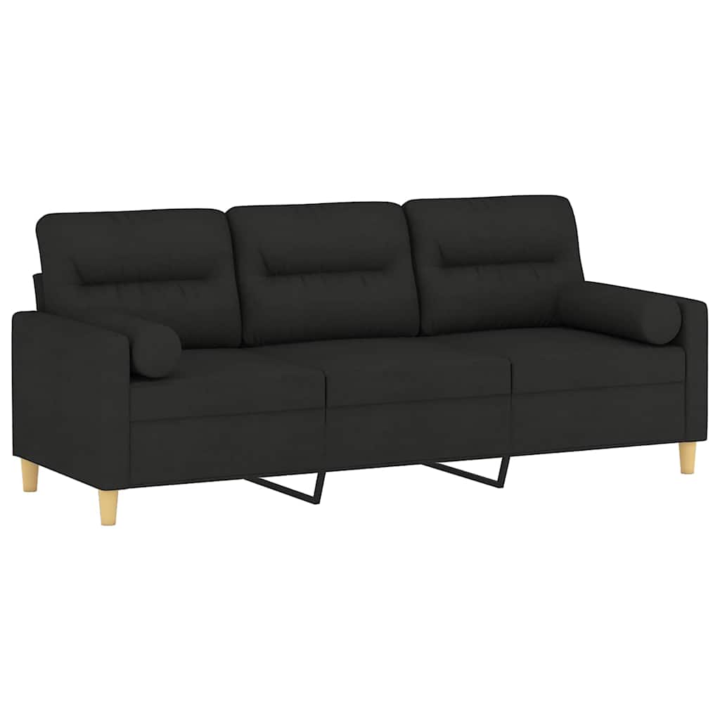Sofá 3 lugares + almofadas decorativas 180 cm tecido preto