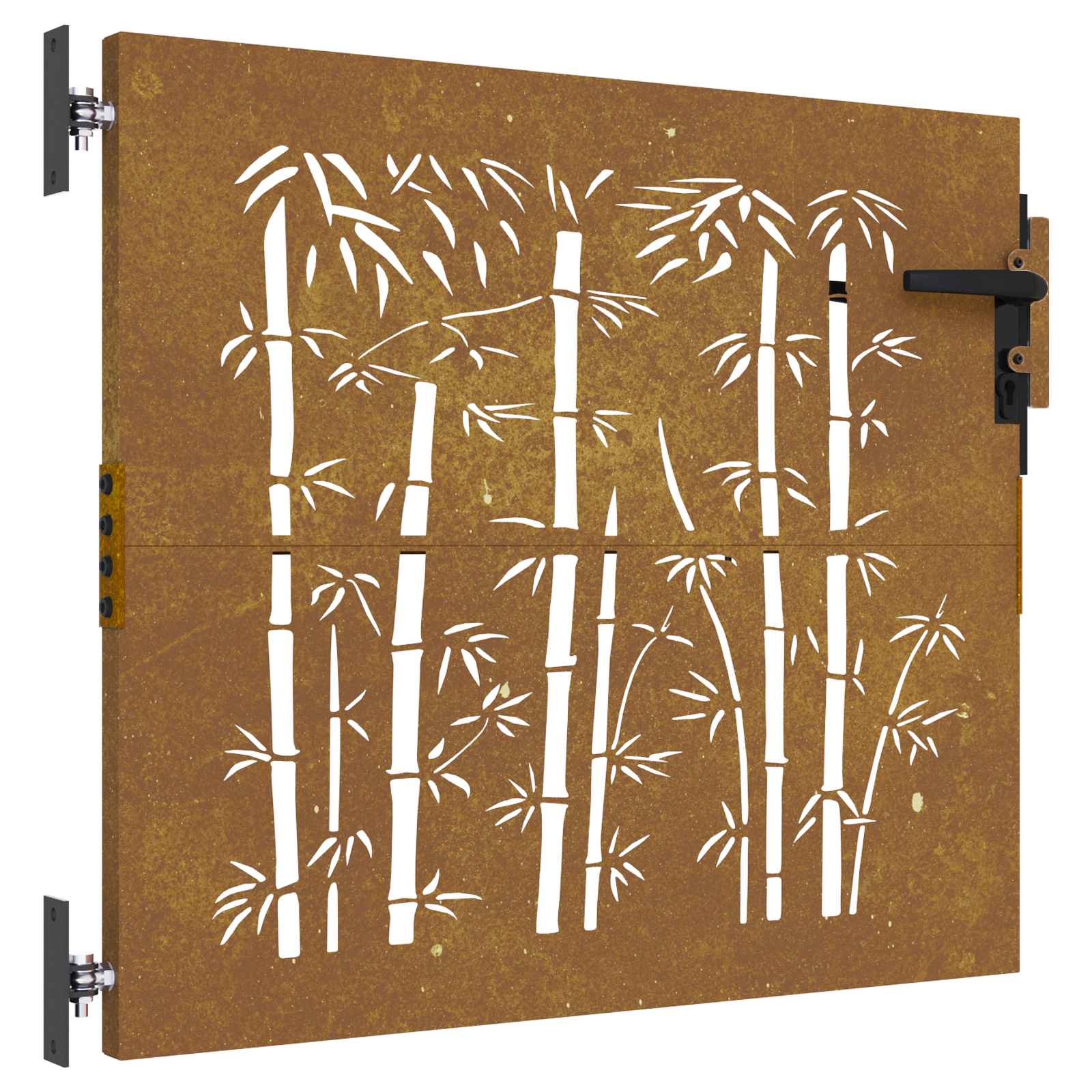 Portão de jardim 85x100 cm aço corten design bambu
