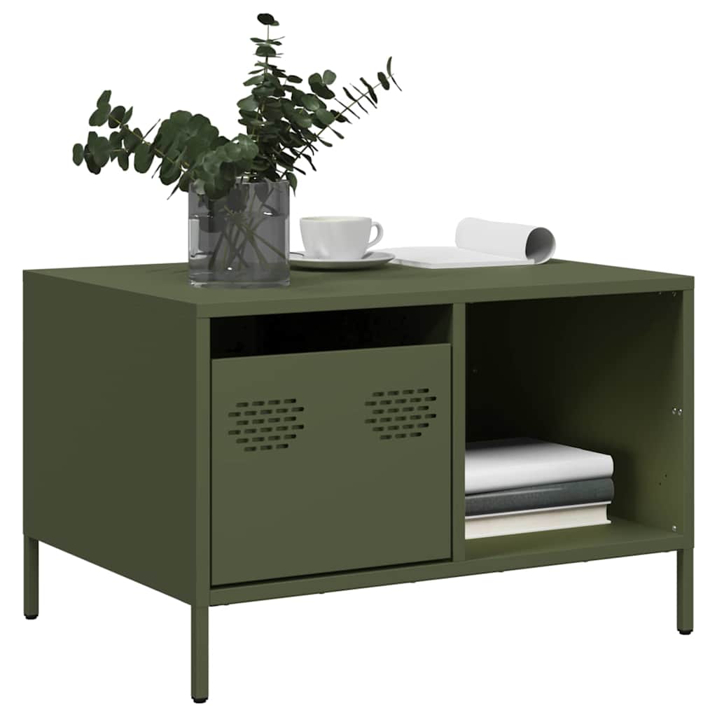 Mesa centro 68,5x50x43,5 cm aço laminado a frio verde-azeitona
