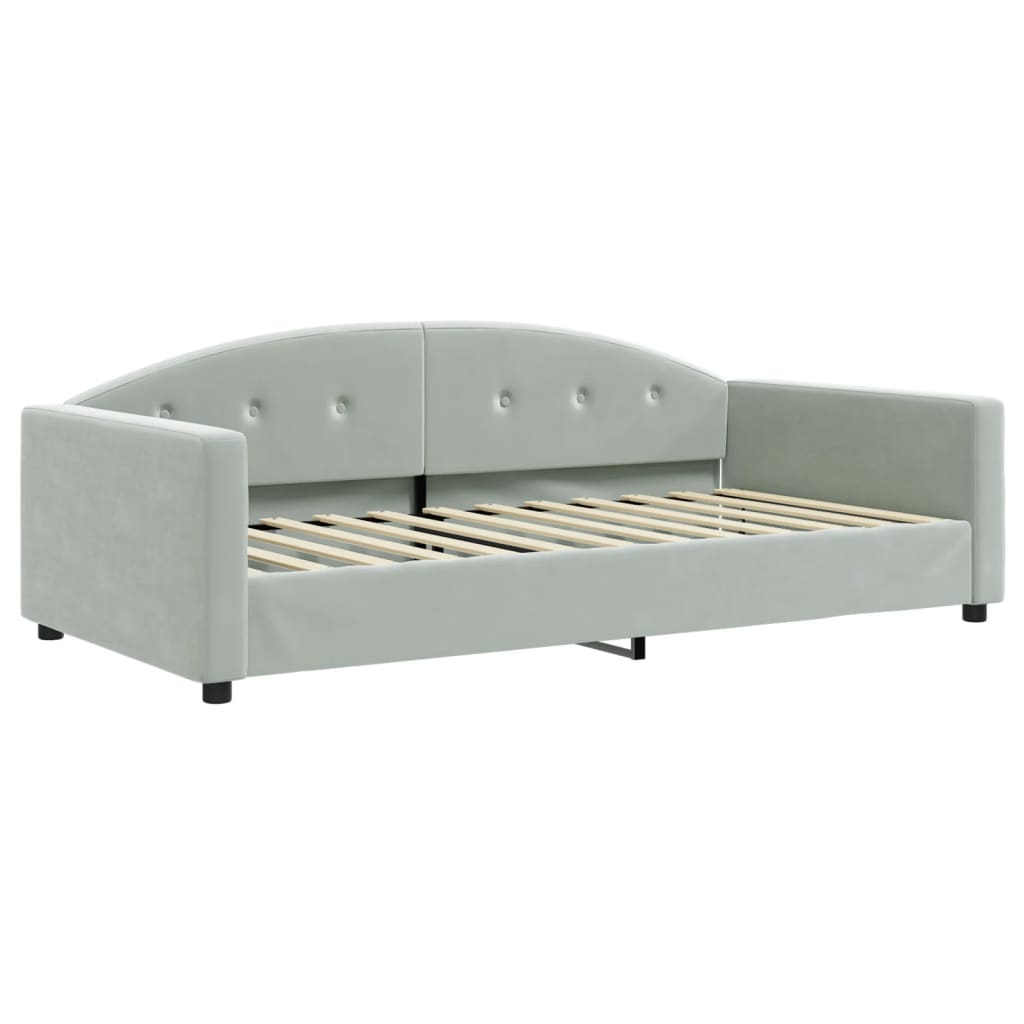 Sofá-cama c/ gavetão e gavetas 100x200 cm veludo cinzento-claro
