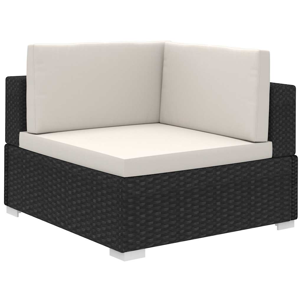 12 Pcs conjunto lounge de jardim c/ almofadões vime PE preto