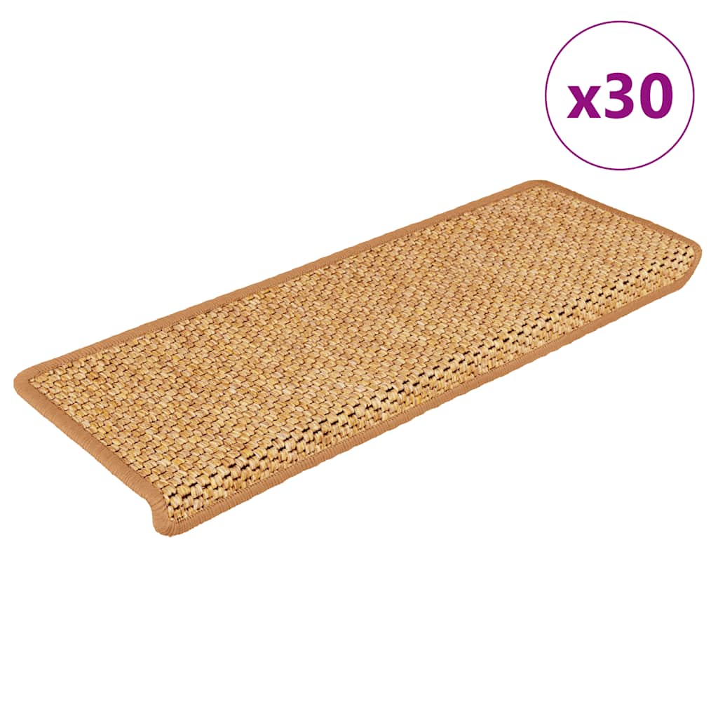 Tapetes escada adesivos aspeto sisal 30 pcs 65x21x4 cm sisal