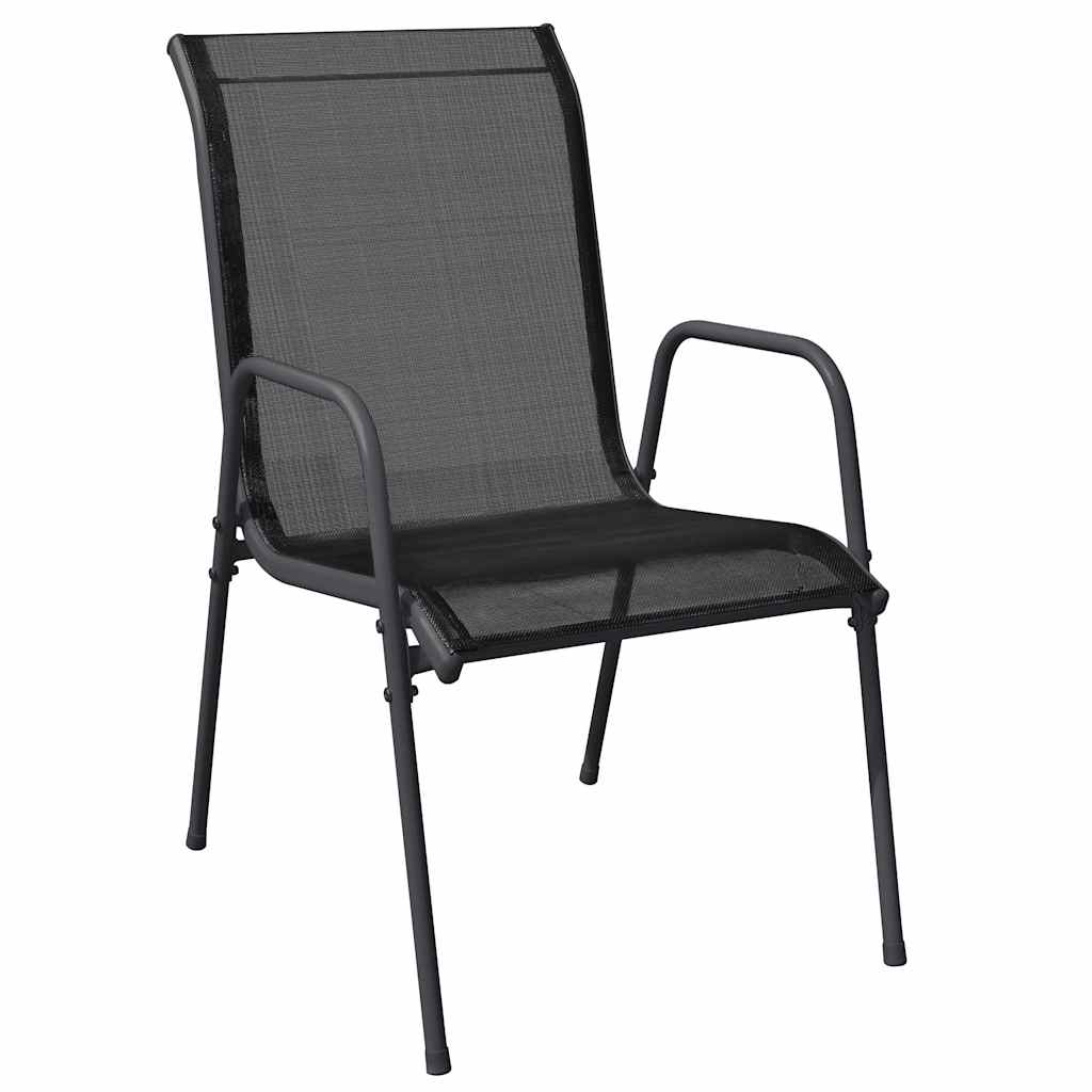 Cadeiras de jardim 4 pcs aço e textilene preto