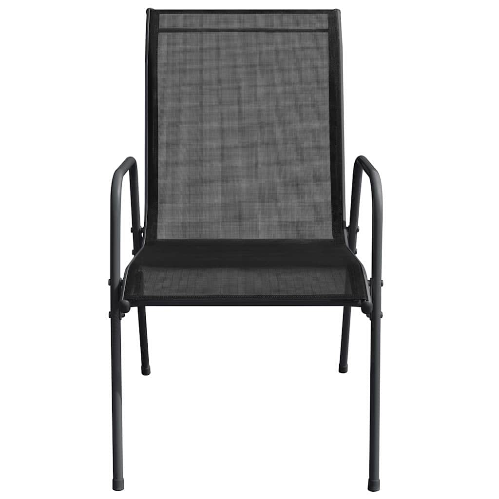 Cadeiras de jardim 4 pcs aço e textilene preto