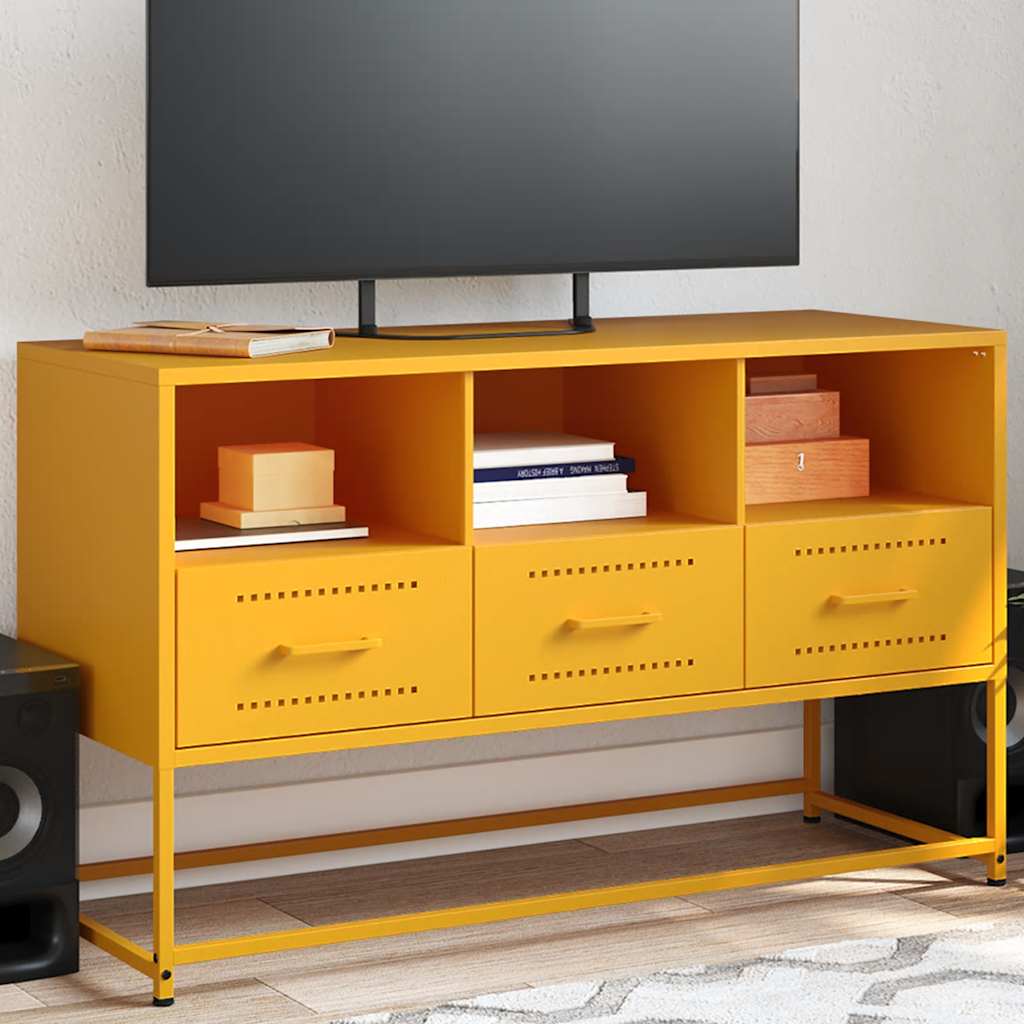 Móvel de TV 100,5x39x60,5 cm aço amarelo mostarda