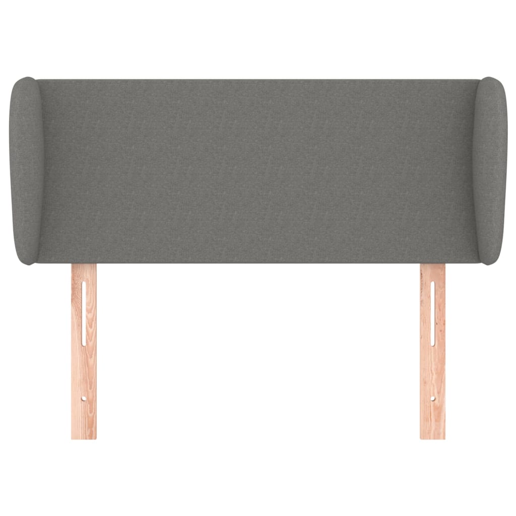 Cabeceira de cama c/ abas tecido 103x23x78/88cm cinzento-escuro