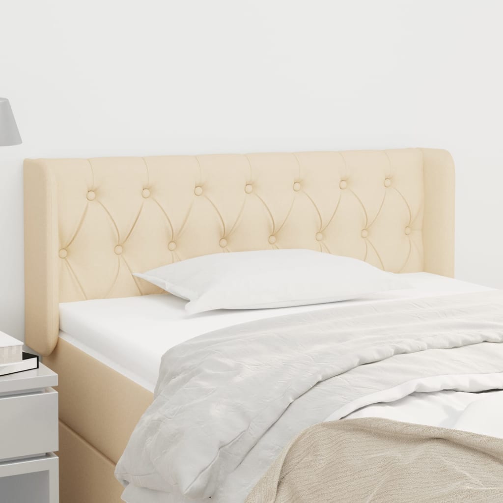 Cabeceira de cama c/ abas tecido 103x16x78/88 cm creme
