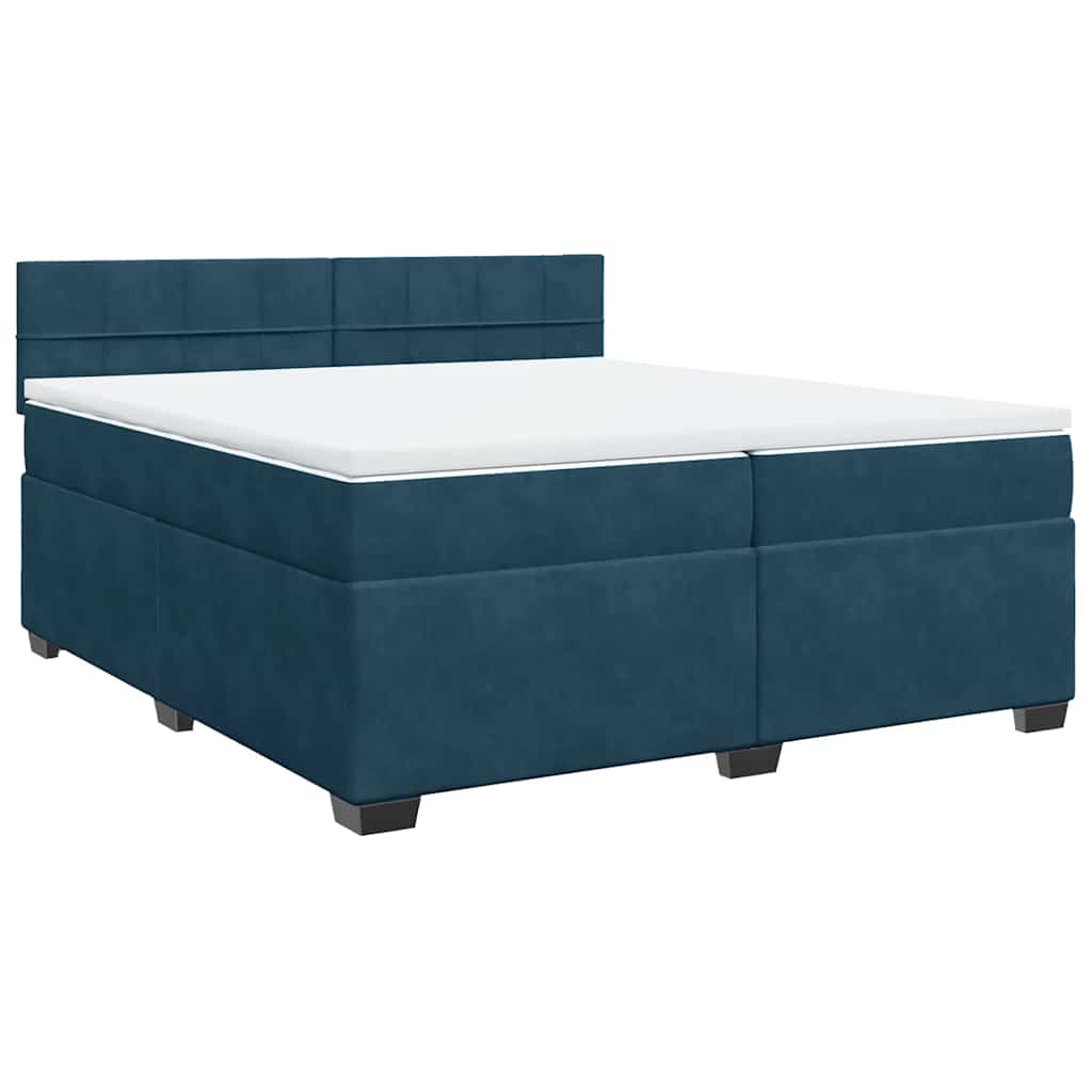 Cama com molas/colchão 200x200 cm veludo azul