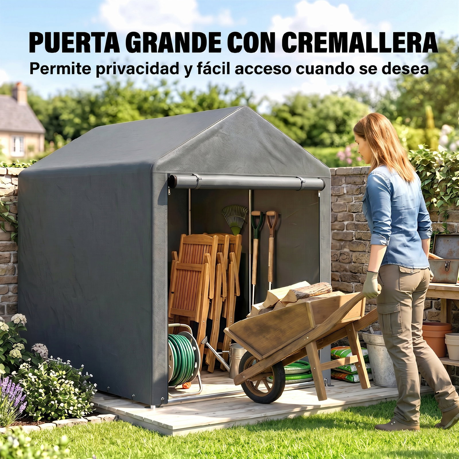 Abrigo para ferramentas bicicletas e motos 1,2x1,8x1,65 m garagem portátil com 2 habitações cinza escuro