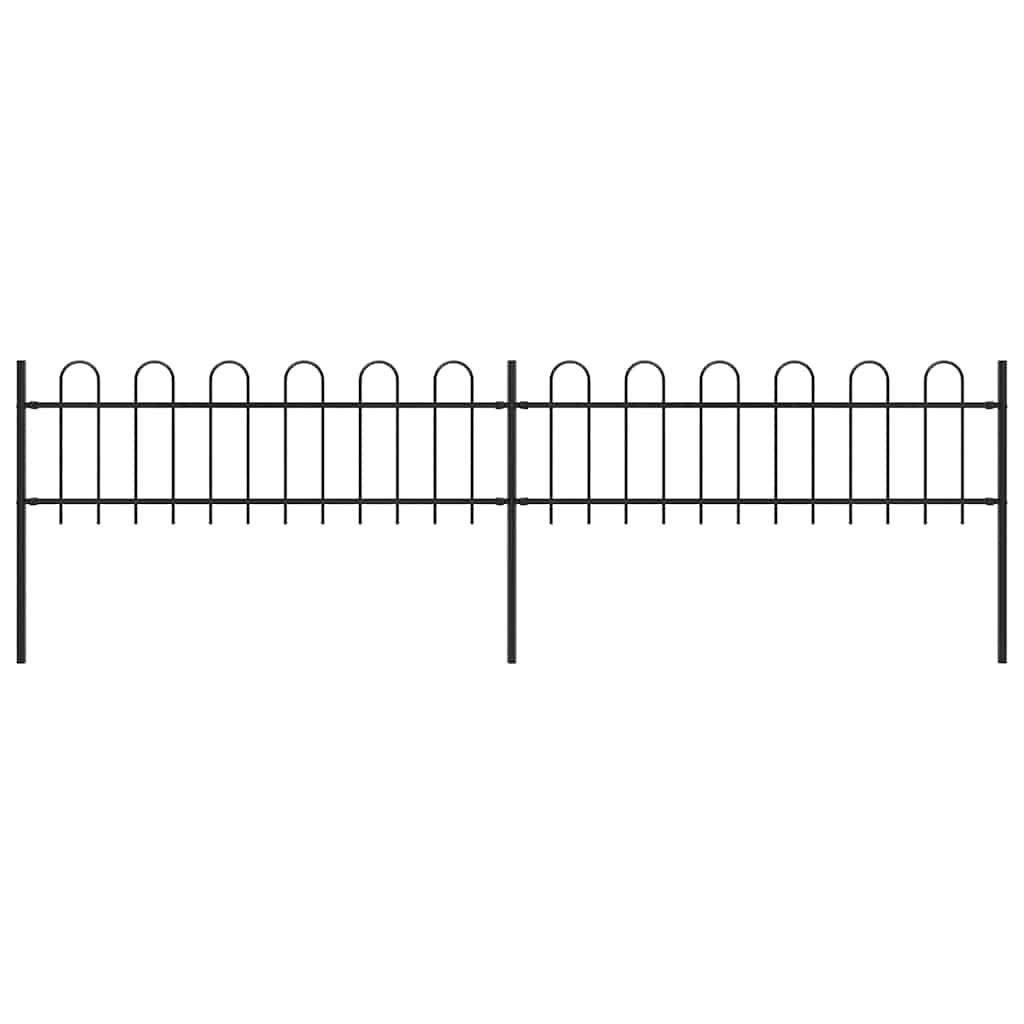 Cerca de jardim com arco superior em aço 337x60 cm preta